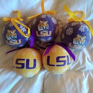 5 LSU Tigers LED Shatterproof Ball Ornaments
